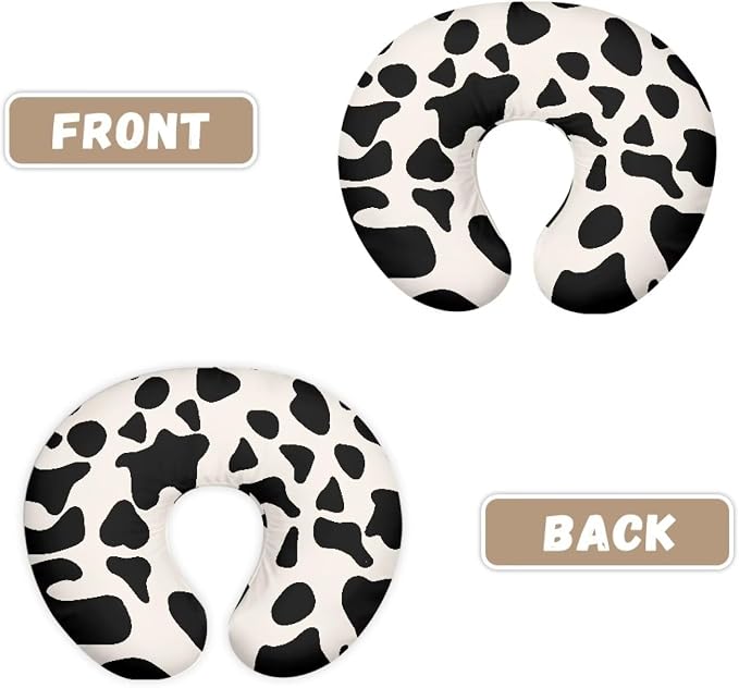 Cow Nursing Pillow and Positioner Detachable Original Breastfeeding Newborn Nursing Pillow Case U-Shaped Head Support Protector Cushion Essentials with Hidden Zipper