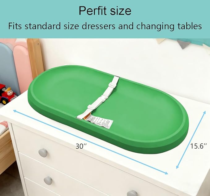 Baby Changing Pad - Lightweight Wipeable Foam Changing Pad, Waterproof Comfortable Design for All Changing Tables, 30"x 15.6", Green