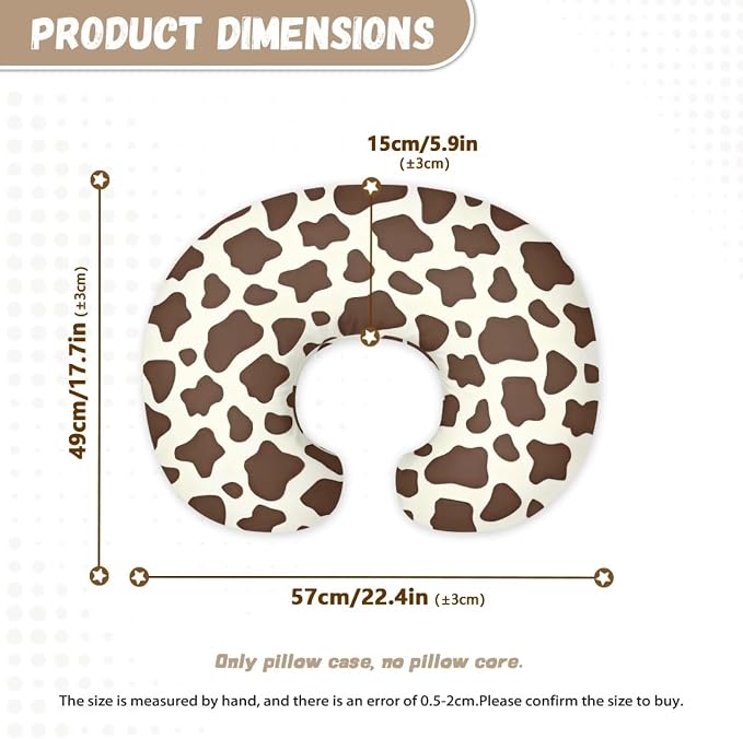 Cow Nursing Pillow and Positioner Detachable Original Breastfeeding Newborn Nursing Pillow Case U-Shaped Head Support Protector Cushion Essentials with Hidden Zipper