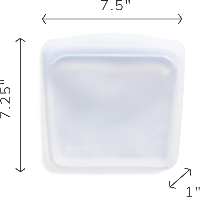 Stasher Silicone Reusable Storage Bag, Sandwich Bag, Freezer Bags, Microwave, Dishwasher, Oven Safe, Sous Vide, Lunch Container, Eco Friendly, Leak-free, Food Storage Bags, 28 oz, Blue Current | Reusable Food Bag