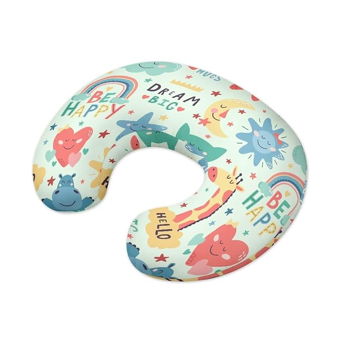 Nursing Pillowcase for Baby Boys and Girls Super Soft and Comfortable Stretchy, Removable Suitable for Newborns Nursing Cute Animal Prints（Pillowcase Only）