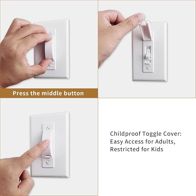 Light Switch Cover Guard, Child Proof Switch Guard 2 Pack for Toggle Switch, Prevent Kids from Turning Lights On/Off, Easy Install Wall Switch Protector (White)