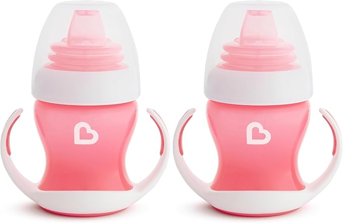 Munchkin® Gentle??Transition Sippy Trainer Cup, 4 Ounce, Pink (Pack of 2)