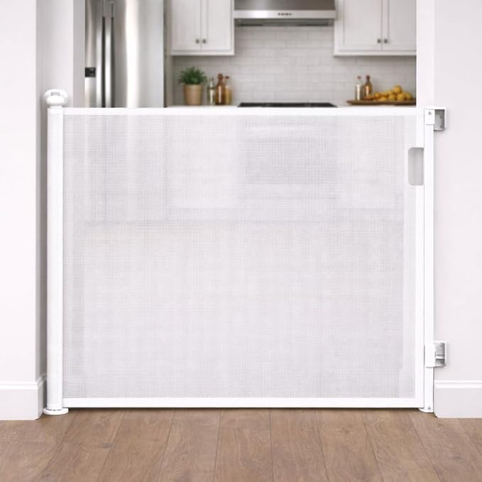 Retractable Baby Gate, Extra Wide Mesh Safety Gate for Babies and Pets, 33" Tall, for Stairs, Doorways and Hallways, Indoor & Outdoor