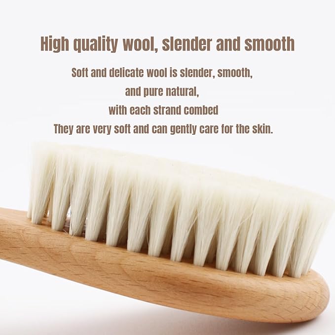 Personalized Baby Gift Newborn Hair Brush and Comb, Customized Engraved Baby Keepsake，Personalized Girls Brush and Comb Set， Wood Bristle Toddler Comb, Cradle Cap Brush(Blue)