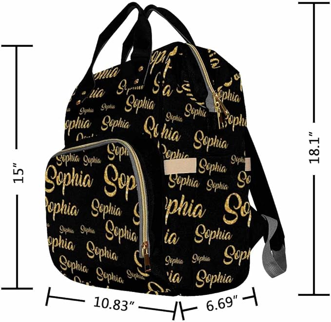 Artsadd Custom Name Diaper Bag with Thermal Pockets, Yellow Monogram Travel Shoulder Bag Customized Baby Backpack with Name Causal Laptop Handbag for Women New Mom