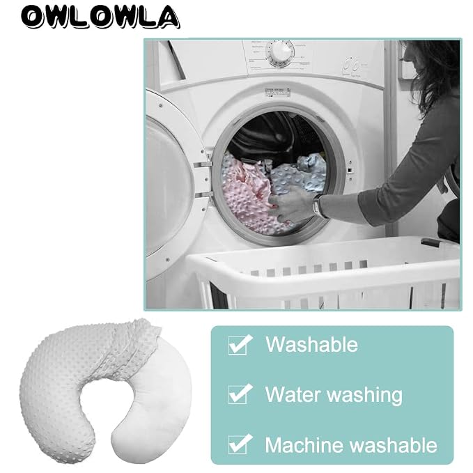 OWLOWLA Nursing Pillow Cover, Breastfeeding Pillow Slipcover Fits Nursing Pillow for Baby Boy Girl(Baby Blue)