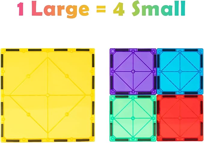 Gemmicc 6 PCS Large Magnetic Tiles,Jumbo Magnet Base Plates,STEM Magnetic Building Blocks for Kids Boys Girls