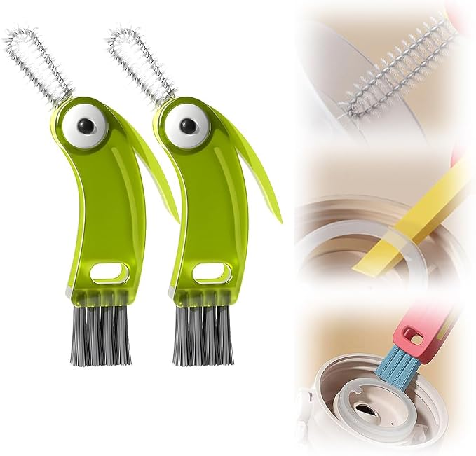 3 in 1 Cup Lid Gap Cleaning Brush Set, Multifunctional Bottle Cleaning Brush, Cup Lid Gap Cleaner, Water Bottle Cleaner Brush, Home Kitchen Cleaning Brush (2pcs Green)