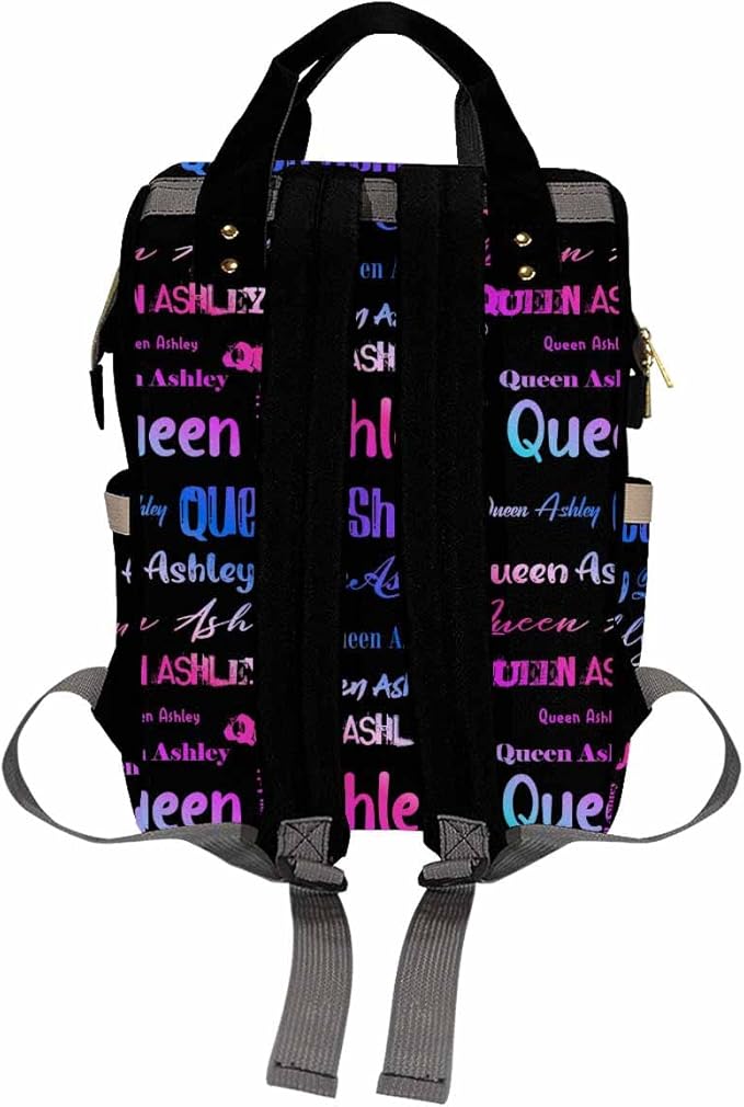 Artsadd Personalized Name Nappy Bag Large Capacity Baby Diaper Bags, Color Black Signature Daypack Custom Name Backpack Casual Daypack Bag Gifts for Niece Daughter Granddaughter