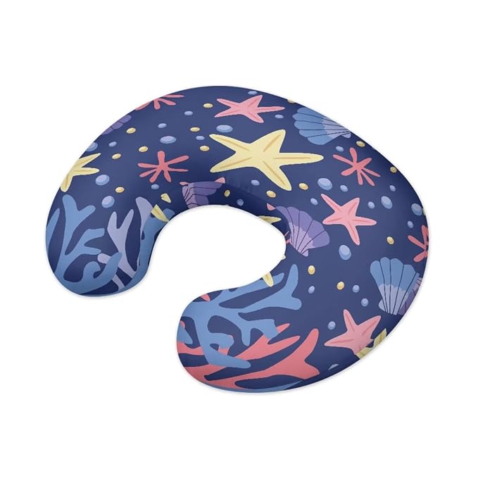 Nursing Pillow Cover Blue Feeding Cushion Cover Travel Pillow Case Cover Dust Cover Protective Breastfeeding Slipcover-Starfish Seashell