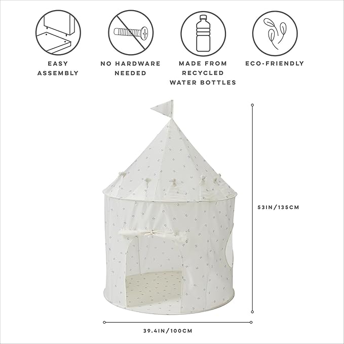 3 Sprouts Kids Play Tent - Sustainable Recycled Fabric ??Fun Spacious Childs Playhouse for Indoor Games for Boys & Girls - Durable Fort Pop Up House for Toddlers & Children Age 3-10 - Blueberry Ivory