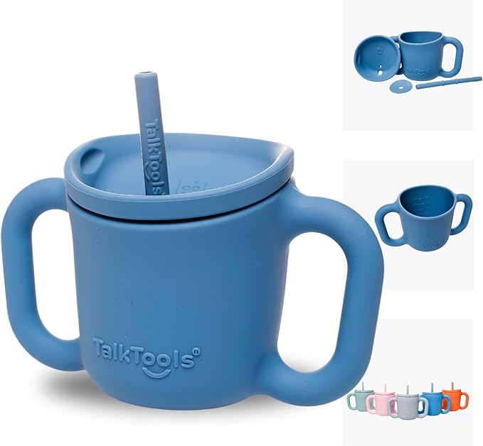 TalkTools ITSY Silicone Training Cup ??Mini Straw Cup for Baby - Anti Leak, Spill Proof and BPA Free Cup with Straw Insertion for Kids (Ocean)