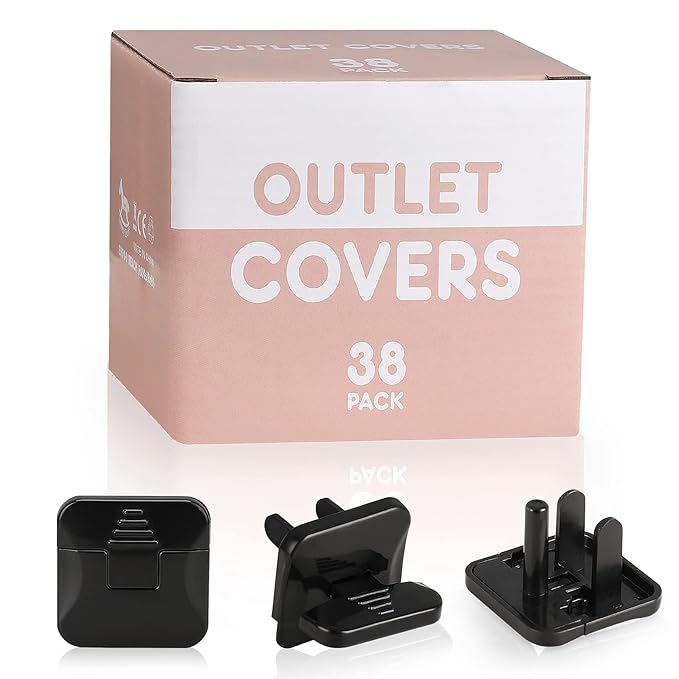Outlet Covers Babepai 38-Pack Black Child Proof Electrical Protector Safety Improved Baby Safety Plug Covers