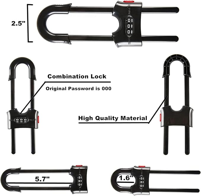3 Packs U-Shaped Sliding Cabinet Locks, Baby Proofing Cabinets with Adjustable Child Safety Lock for Knob Handle Drawers Closet Home Cabinets Refrigerator Doors (Black, 3 Pack)