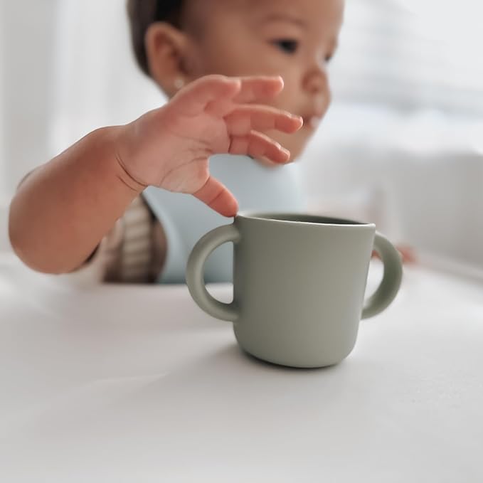 nouka Mini Training Cup | 100% Food-Grade Silicone | Easy Grip Double Handles For Tiny Hands | Dishwasher Friendly | Lily Blue | Size 5 Oz