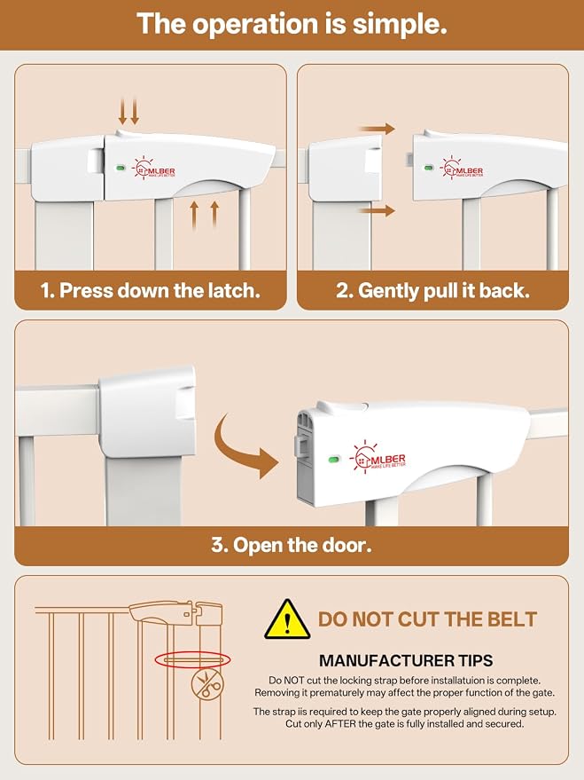 Baby Gate for Indoor Stairs & Doorways: Wide Expandable 27.9-46.8" Metal Safety Gate - Toddler Pets 30" Tall Dog Gate with Easy Install Pressure Mount Dual Lock & 2-Way Swing, White.
