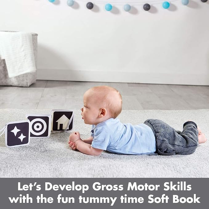 Tiny Love Baby Tummy Time Play Mat, Gymini Deluxe Baby Play Mats for Floor, Magical Tales Black & White Activity Gym