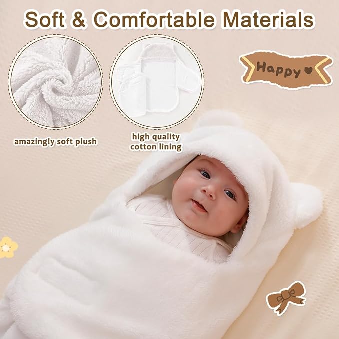 AiWMGL Baby Winter Fleece Swaddle Blanket 0-3 Months Boys Girls Warm Adjustable Newborn Swaddling Wrap Soft Plush Sleeping Sacks