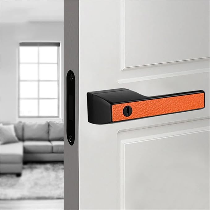 Zinc Alloy Ecological Door Lock Magnetic Suction Mute One Word Lock Modern Minimalist Bedroom Interior Invisible Door Handle 1Pcs(60A1 Orange)