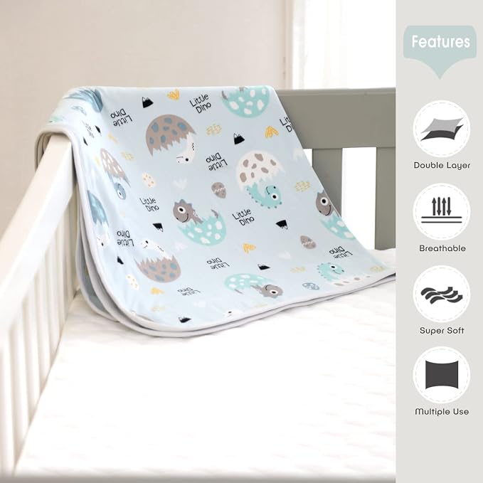 GRSSDER Baby Blankets Super Soft Jersey Knit Swaddle Blanket for Baby Girls and Boys, Double Layer Receiving Blankets 34 x 44 Inches Extra Large for Baby Show Gift, Dinosaur Egg