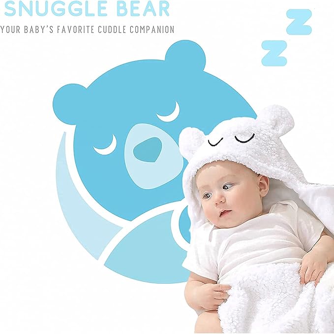 Baby Swaddle Blanket Wrap Cute Newborn Bear Onesie Ultra Soft Essential Wearable Swaddling Receiving Blanket Plush Ideal for Infant Baby Boy Girl 0-6 Months Perfect Baby Registry White