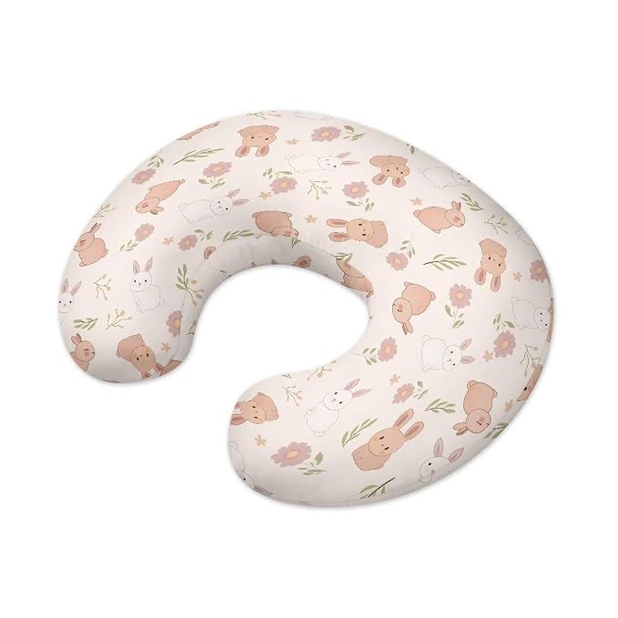 Rabbit and Flower Nursing Pillow Cover for Baby Boy Girl Ultra Soft Comfortable Newborn Nursing Pillow Case Baby Essentials