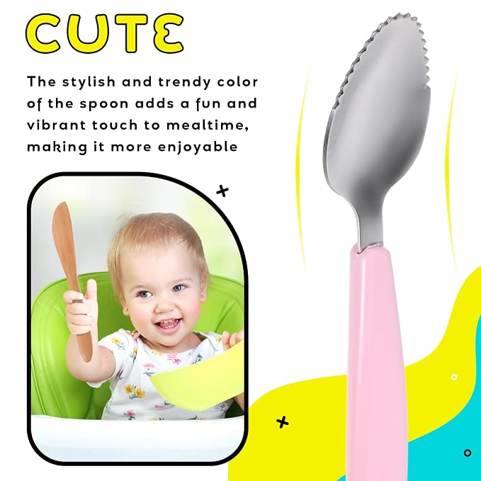1pcs Double Head Baby Spoon,Silicone Baby Fruit Scraping Mud Spoon Feeding Spoons Training Spoon Set for Infants Baby,