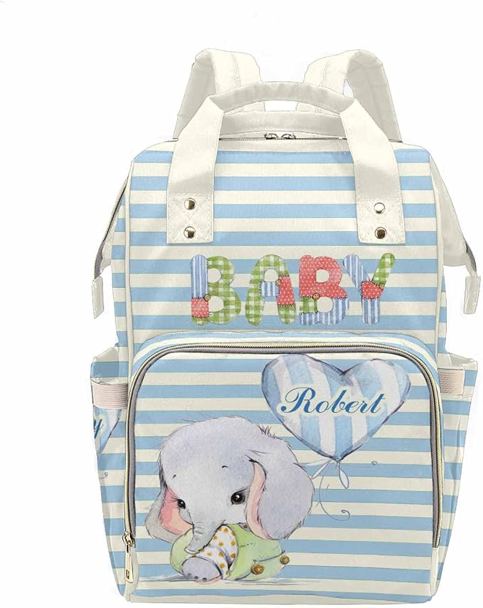 M YESCUSTOM Custom Multifunction Bag for Men Women Personalized Diaper Bag Backpack with Name Customized Mommy Bag Stripe Design