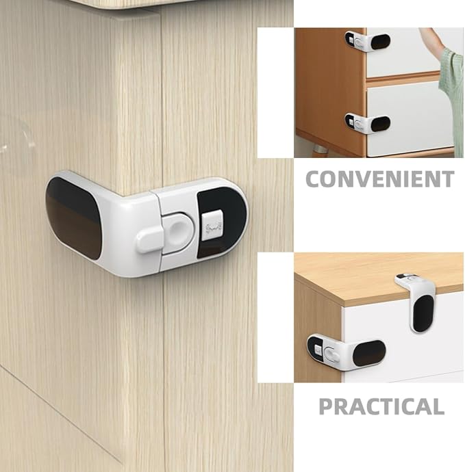 FAVOMOTO 16pcs Multi-functional Cupboard Locks for Cabinets Drawers and Refrigerators Easy One- Keep Boys and Girls Safe from Clamping Fingers