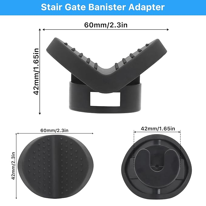 2 Pack Baby Gate Banister Adapter for Pressure Mounted Stair Gates Universal Hardware Parts Kit Baby and Dog Gate for Stairs No Drilling (Black)