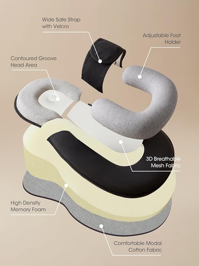 Breast Feeding Pillow for Mom and Baby: Adjustable Feeding Pillow with Detachable Layers, Wider Baby Nursing Pillow, 3D Fabric Cover and Firm Foam Support