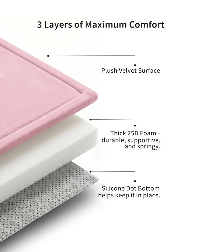 Goyuu Ultra Soft 1.3" Thick Baby Play Mat for Floor, 79x59 Playpen Mat Elasti-Foam Padded Crawling Mat for Babies, Toddlers, Infant, Kids, Non-Slip Backing Safe for Tummy Time Pink