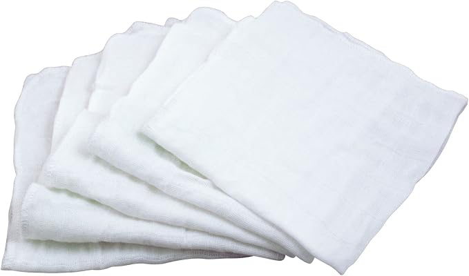 Green Sprouts Absorbent Organic Cotton Muslin Cloths, Hypoallergenic, Standard 100 by Oeko-TEX Certified, Reusable Baby Wipes, White, One Size, 5-Pack