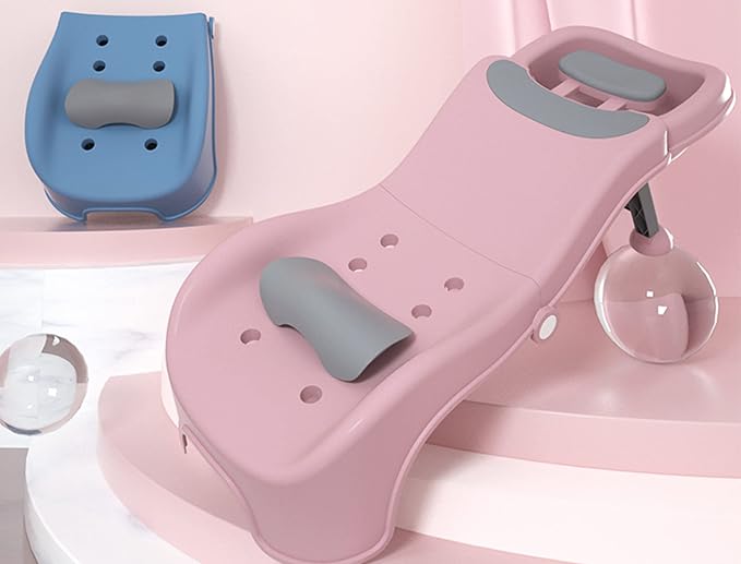 Adjustable Children Shampoo Chair for 3-10 Year Old Bathing Seat Tub Collapsible with Prevent Wet Clothes Design