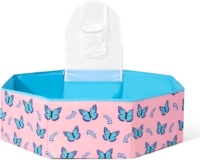 GOGOSO Foldable Ball Pit for Toddlers Large Soft Indoor Outdoor Pop Up Baby Kids Infant Ballpit Big Collapsible Puppy Dog Cat Pits with Basketball Hoop (Balls Not Included) Butterfly