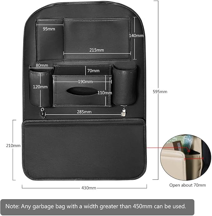 1PCS Car Backseat Organizer Seat Back Protectors Kick Mats, PU Leather Car Storage Organizer Hanging Bag with Car Tissue Holder Kids Toys Storage Car Accessories (Gray)