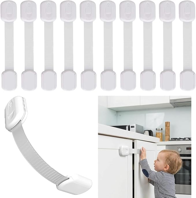 10 Pack Baby Proofing Cabinet Locks - No Drilling Required Child Proof Locks for Cabinets, Drawers Easy Installation Safety Reusable Childproof Cabinet Locks (Style 2)