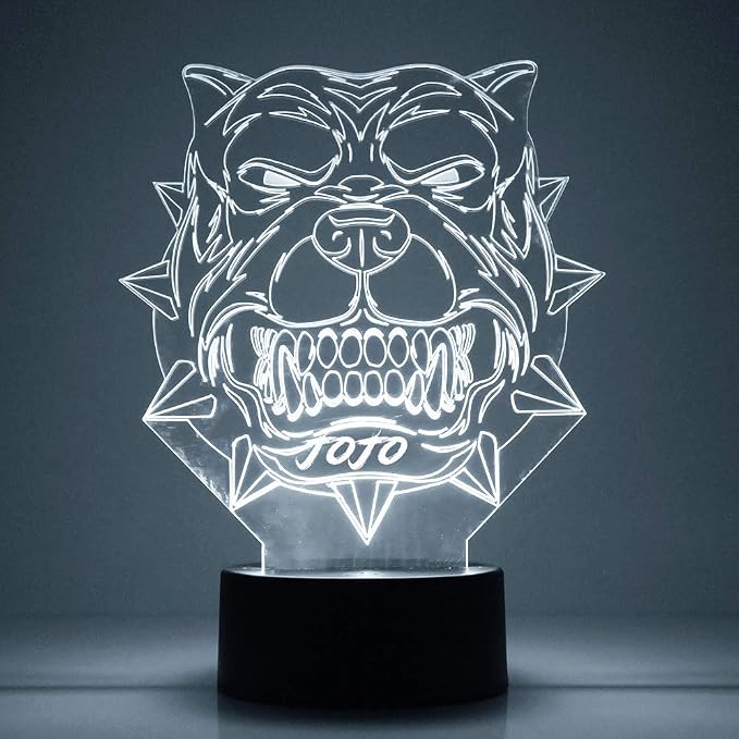 Personalized Pitbull Dog LED Sign Night Light Lamp with Remote, Custom Text, Acrylic Display with 16 Colors & 4 Modes, Battery or USB Power, Made in The USA