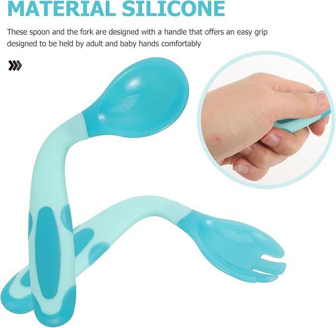 Boys and Girls Utensil Set Boy Girl Spoon and Fork Self-feeding Left-handed Stainless Steel Design