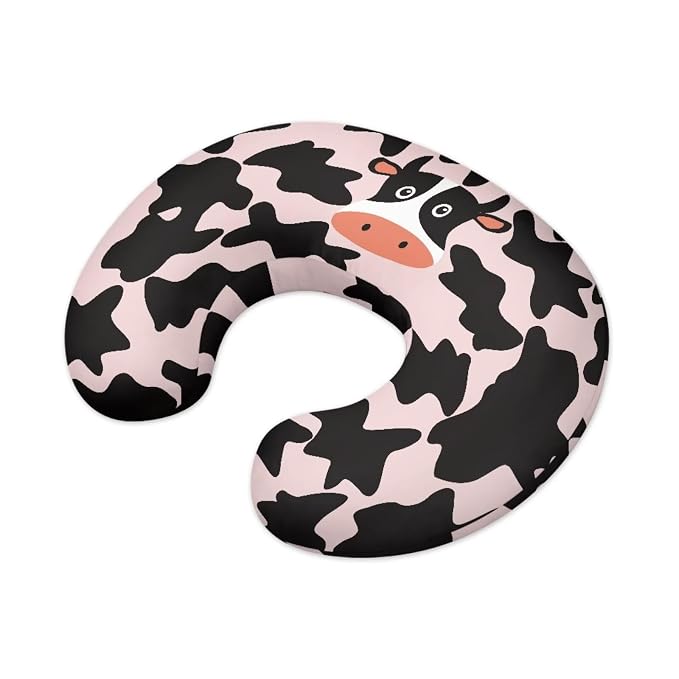Forchrinse Pink Cow Nursing Pillow Cover for Girls Pink Nursing Pillow Slipcover for Breastfeeding Moms