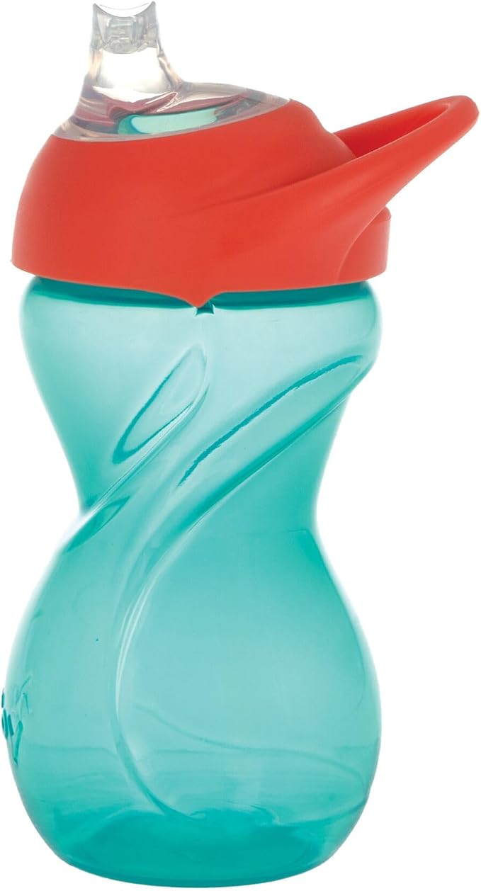 Nuby No-Spill Clik-It Soft Spout Sippy Cup with Easy Grip - (2-Pack) 10 oz - Baby Sippy Cup for 6+ Month Old - Blue/Aqua