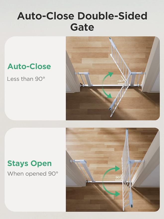 Ciays 29.5” to 37.8” Safety Baby Gate, Extra Wide Auto-Close Dog Gate for Stairs, Easy Walk Thru Indoor Pet Gate for Doorways and Rooms, 36in Tall