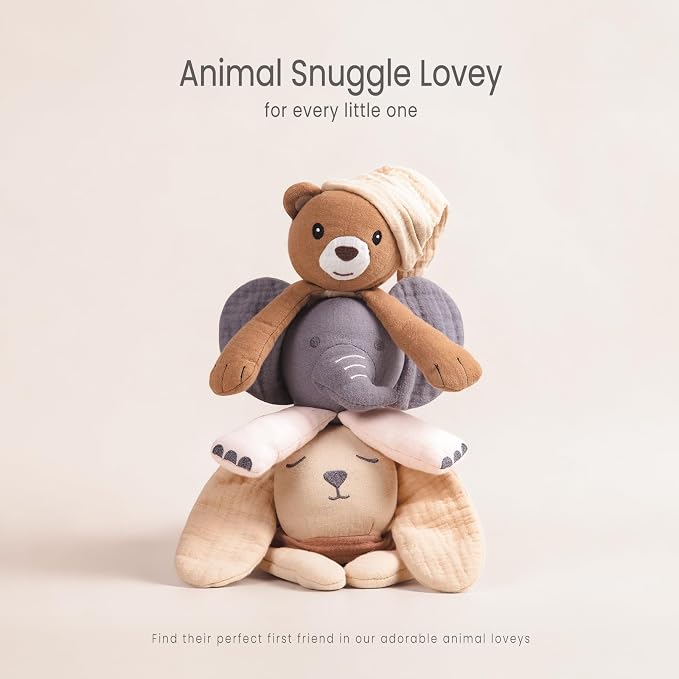 lulumoon Baby Security Blanket Bunny: Snuggle Muslin Lovey for Travel & Daycare - Self-Soothe Lovie for Newborn Gift