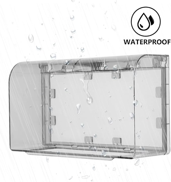 Garneck Waterproof Socket Outlet Cover Double-Gang 86 Type Adhesive Protective Weatherproof Box for Bathroom Kitchen Switch Panel