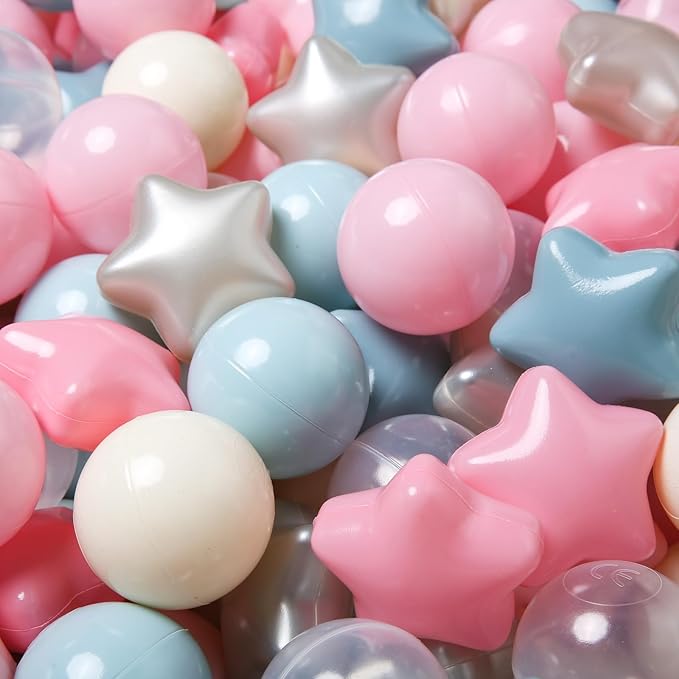 TRENDPLAY Star Ball Pit Balls 50 100 200 500 for Toddlers - Ball Pit Ball Shapes for Boys Girls Fun, Birthday Party, Christmas Decoration