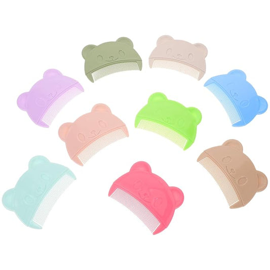 9pcs Cradle Cap Comb Set Bear Shaped Plastic Newborn Hair Brush Scalp Massager for Bathing and Dandruff Care