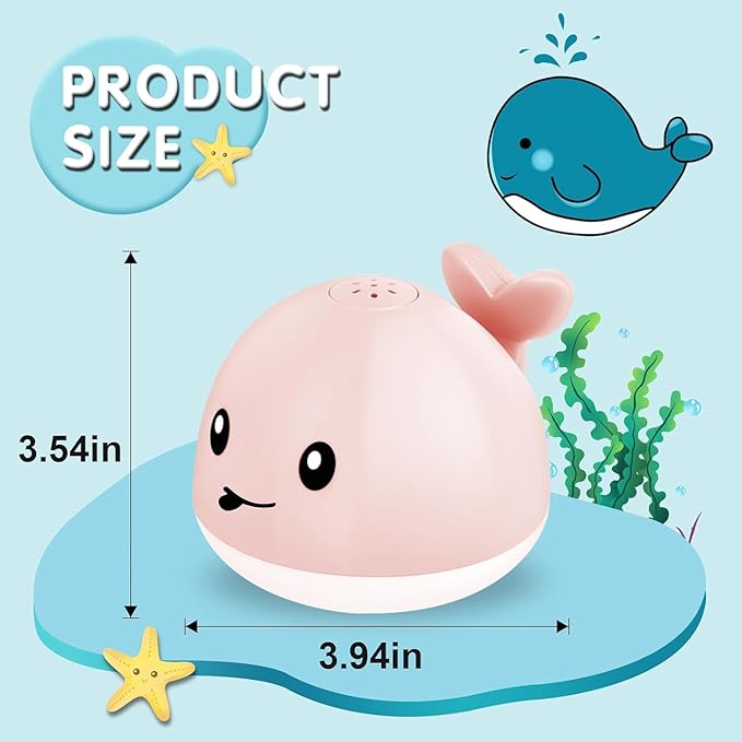 Gigilli Baby Bath Toys, Bath Toys for Kids Ages 1-3, 1 Year Old Girl Gift, Baby Pool Water Toy 6-12-18 Months, Light Up Whale Bath Toy Sprinkler Toddler Birthday Bathtub Fountain Water Toy