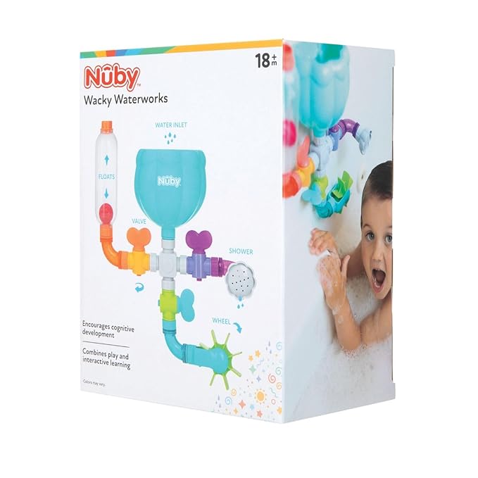 Nuby Wacky Waterworks Pipes Bath Toy - Baby Bathtub Toy with Interactive Features for Cognitive Development