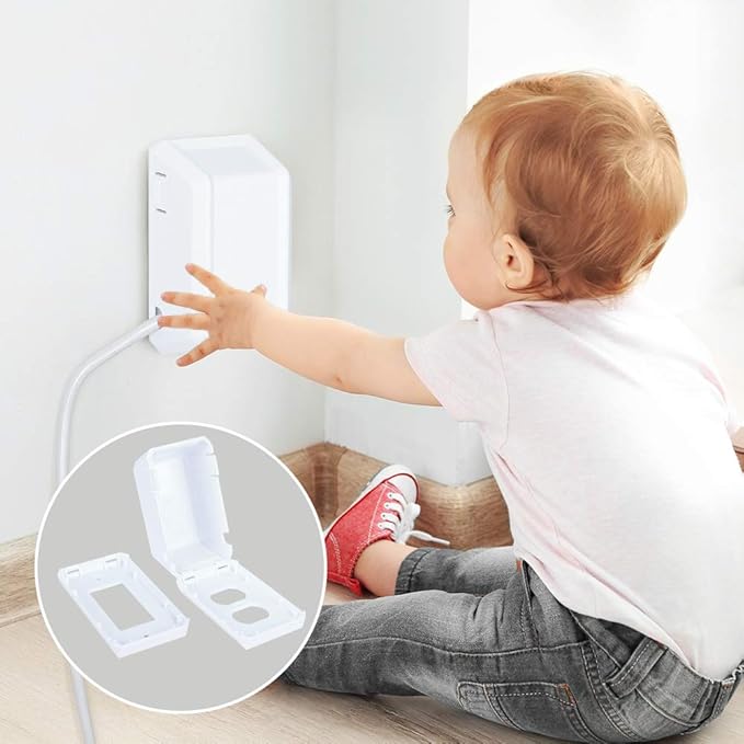 EUDEMON Baby Safety Electrical Outlet Cover Box Childproof Large Plug Cover for Babyproofing Outlets Easy to Install & Use (1 Pack,White)